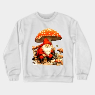 Santa: Santa is a Mushroom (Amanita Muscaria Mushroom) on a light (Knocked Out) background Crewneck Sweatshirt